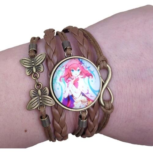 Cute Anime Leather Multilayer Bracelet Japanese NO GAME NO LIFE Time gem Handmade Infinity Love Retro Antique 007-012