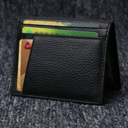 Men Short Purse Cow Leather ID Credit Card Holder Money Bag Mini Wallet New