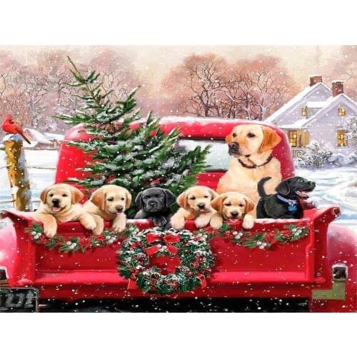 Animal Dog Labrador DIY Cross Stitch 11CT Embroidery Kits Craft Needlework Set Cotton Thread Printed Canvas Home Design