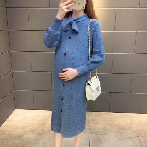 Pregnant Women Maternity Large Jumper Dress Sweet Knitwear Elastic Elegant Long Sleeves Soft Comfortable Fashionable Versatile
