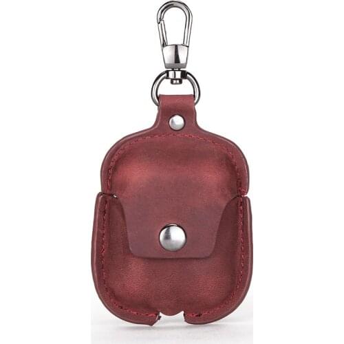 Genuine PULL-UP Cowhide Leather Bluetooth Wireless Earphone Case For Apple AirPods 2 Protective Charging Box Cover For Airpods