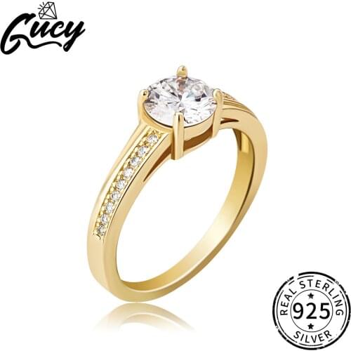 GUCY Luxury 925 Silver 1 Carat Excellent Cut D Color Pass Diamond Test Mossanite Party Ring For Women Gift