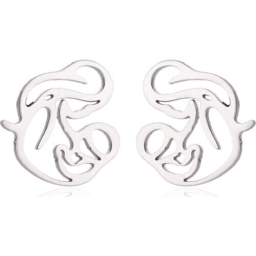 Stainless Steel Mother Baby Stud Earring For Women Kids Tiny Loving Mom Figture Earings Korean Fashion Jewelry Mother Days Gift