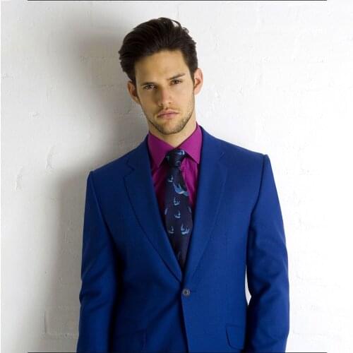 Custom Made Groom Tuxedo, Bespoke Royal Blue Suits, 1 Button Notch Lapel Flap Pocket, Tailor Made Wedding Suits for men