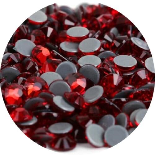 AAAAA Quality Flatback Siam Hot Fix Rhinestones Glass Strass Rhinestones For clothes wedding decoration