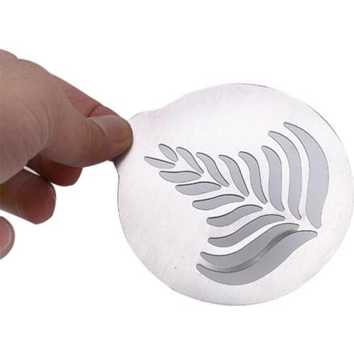 5Pcs Stainless Steel Coffee Stencils Barista Cappuccino Arts Templates Coffee Garland Mould Cake Duster Templates Coffee Tools