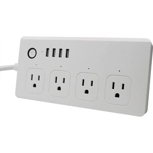 Smart Power Strip Surge Protector Wifi Smart Outlets Surge Protector 4 US AC Plug Socket with USB Works With Alexa Google Home