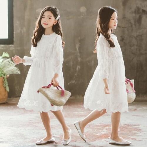 Autumn Girls Dresses for Party and Wedding 2020 Lace Snow White Dress Fashion Girls Princess Dress Long Sleeve Toddler Costume