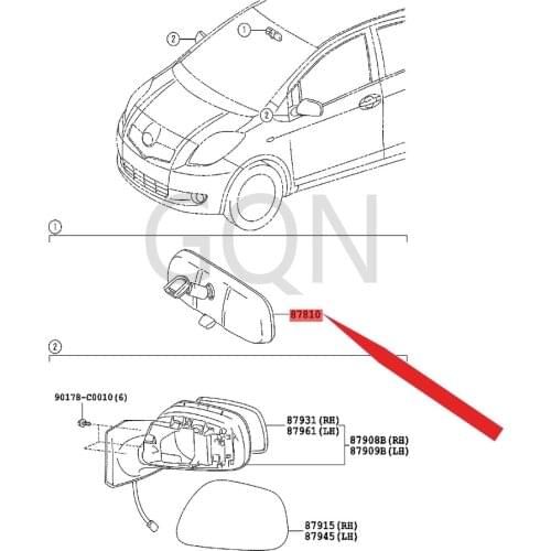Interior rearview mirror assembly 2008-Toy ota YAR ISL EVI NCA MRY interior rearview mirror assembly chassis fixing bracket