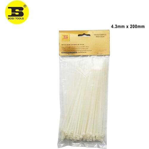 BOSI 100pc/pack Nylon Cable Tie 4.3mmx200mm