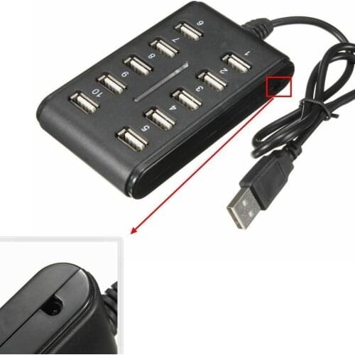 High Speed 480 Mbps USB 2.0 Hub 10 Ports Multi Personal USB Portable USB Splitter HUB For PC laptop Computer G6K8