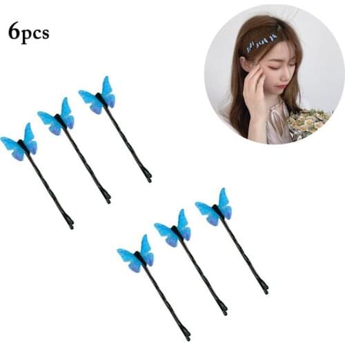Coxeer 6Pcs/Set Creative Bobby Pin Butterfly Decor Hair Pin Hair Clip Hair Barrette For Women Ladies Girls Hair Accessories