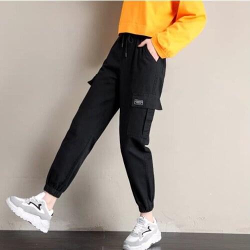 2021 Women Cargo Pants Casual Streetwear Harajuku Pants Hip Hop Harem Pants Jogger Sweatpants High Waist Loose Female Trousers