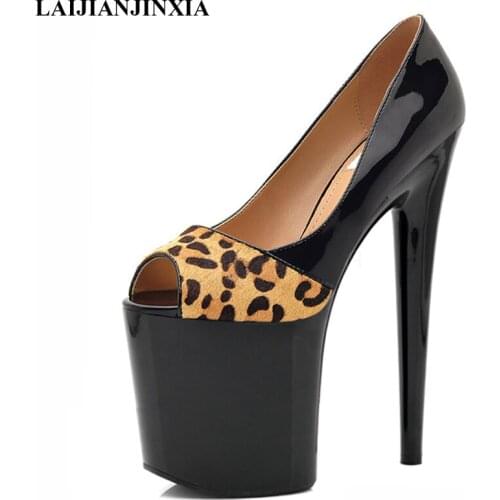 LAIJIANJINXIA New Sexy Leopard Grain Women Pole Dancing Pump 20cm High Heels Platform Shoes Wedding Party Dress Dance Shoes
