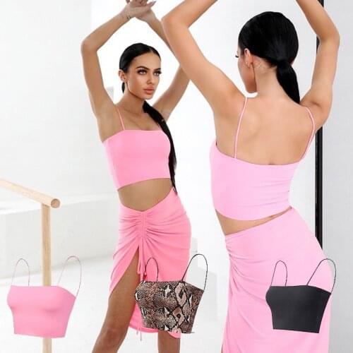 ZYMdancestyle #2078 Mini Top Wear Women Latin Dancing Practice Wear Rumba Dance Top Pink Black Snake Print