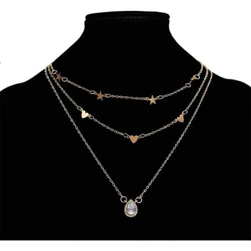 Ladies Multilayer Heart Charms Rhinestone Choker Necklaces Boho Coin Pendant Indian Necklace Women Party Jewelry Collar Choker