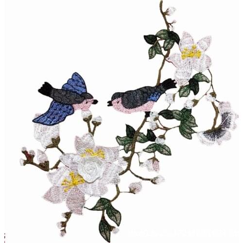 1Pc Bird Flower Sew On Embroidery Cloth Lace Fabric Paste Fabric Applique Patch Scrapbooking