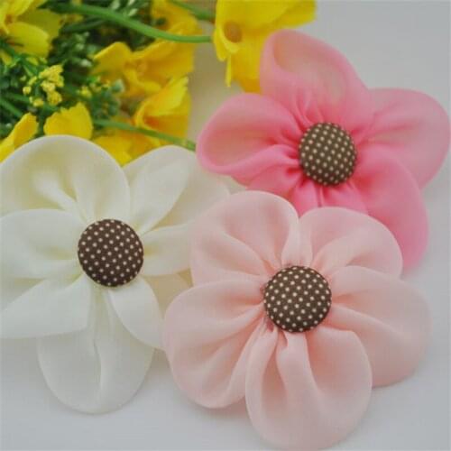 12pcs New Organza Ribbon Flowers Wedding Decor Sewing Appliques Crafts B147