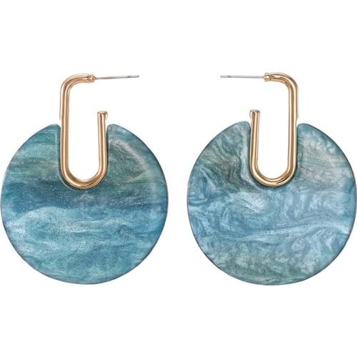 2019 Korean Design Acrylic Earrings Fashion Retro Round Resin Acrylic Pendant Earrings Girl Gift Earrings Jewelry