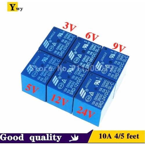 5PCS Relay SRD-03V05V 06V 09V12V 24VDC-SL-A/SL-C 10A 4/5 feet SRD-05VDC/06VDC/09VDC/12VDC/24VDC-SL-A SRD-05VDC/09VDC/12VDC-SL-C