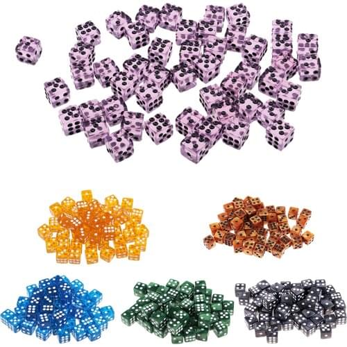 50pcs/lot 12mm D6 Acrylic Dice Toy Pack for RPG MTG Board Game Accessories