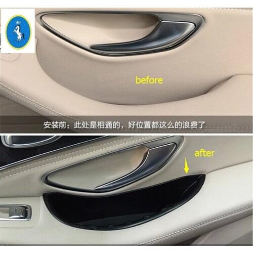 Yimaautotrims Auto Accessory Front Door Handle Container Storage Box Pallet Kit Fit For Mercedes-Benz C Class W205 2014 2015