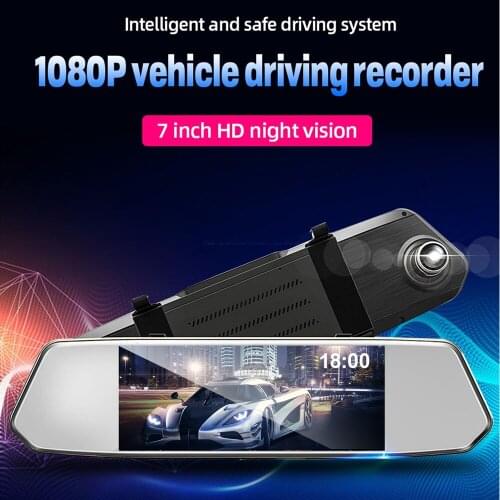 EU stock 7 inches IPS Touch Screen 1080P Car DVR Dash camera Dual Lens Video Recorder Rearview mirror 1080p Rear camera