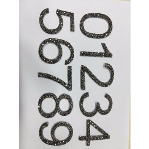 Free shippment!Hotfix Rhinestone crystal applique transfer rock diamond Black diamond 3D capital numbers Motifs 1pcs/lot
