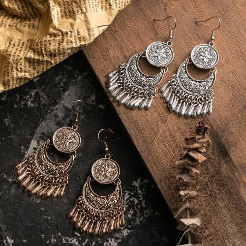 Goldn Bohemian Earrings for Women Female Vintage Ethnic Tassel Hanging Dangle Drop Earrings 2019 Indian Jewelry Accessories