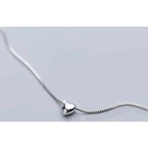 MloveAcc Tiny Smooth Heart Pendant Necklace 925 Sterling Silver Box Chain Necklaces for Women Jewelry