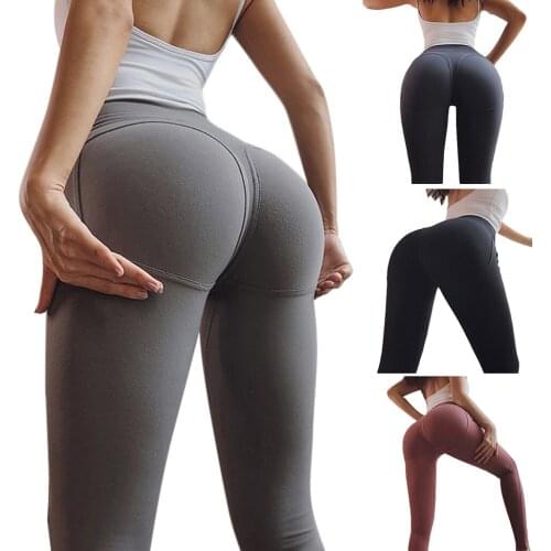 Women High Waist Workout Yoga Leggings Sexy Peach Butt Lifting Sports Long Pants Solid Color Stretch Quick Dry Seamless Fitness
