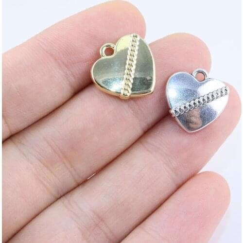 Eruifa 20pcs 15mm Heart Gold/Silver Plated Bee Zinc Alloy Charms Pendant Jewelry DIY Necklace Bracelet Earrings 2 Colors