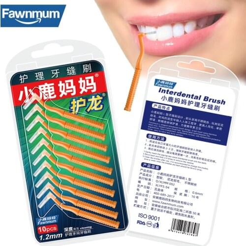 Fawnmum Orthodontics 10 Pcs/set for Teeth Cleaning Brushes Oral Hygiene Dentistry Tool Interdental Brushes for Braces Toothpicks