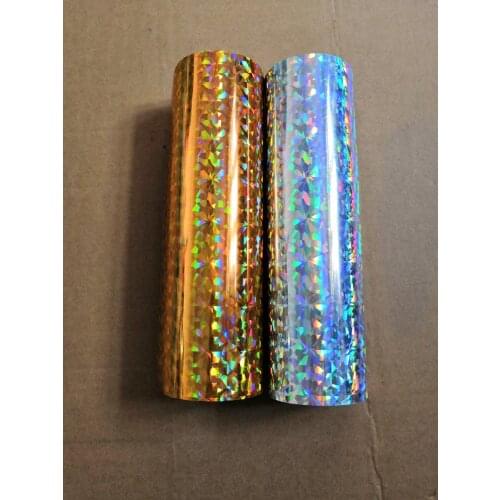 Holographic foil broken glass pattern gold color or silver color hot stamping foil on paper or plastic 64cm x 120m