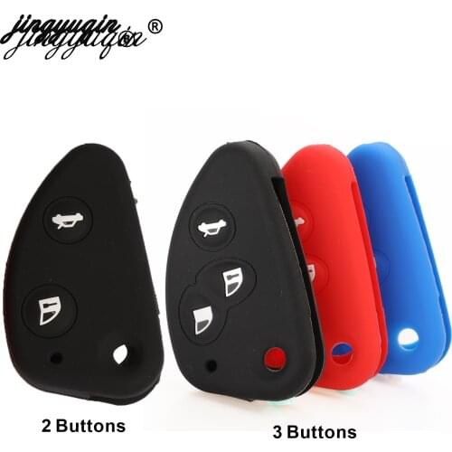 Jingyuqin 30pcs 2/3 Buttons Silicone Car Key Cover FOB Case For Alfa Romeo 147 156 166 GT JTD TS Flip Remote Car Key Jacket