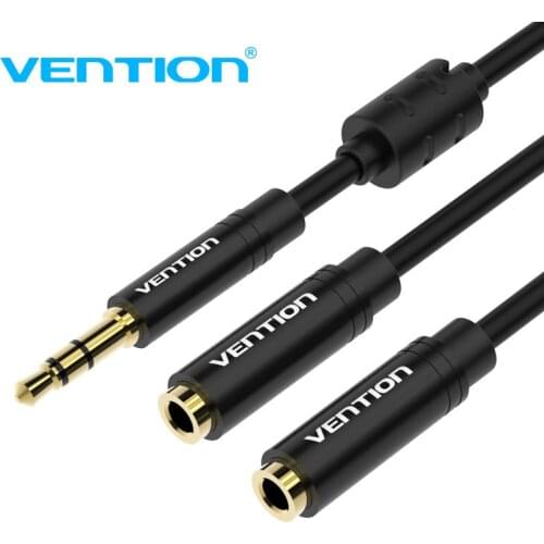 Vention 3.5mm Aux Cable Audio Splitter for Computer Jack 3.5 Male to 2 Female Mic Splitter Earphone Headphone Extension Cable