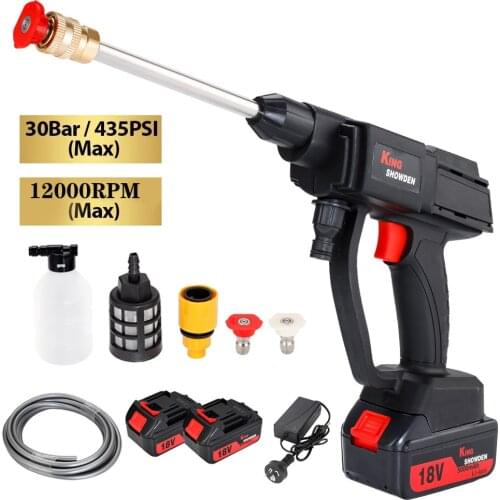 Kingshowden 18V 30Bar Wireless High Pressure Car Wash Water Spay Gun Portable Washer Cleaning Foam Generator for Makita Battery