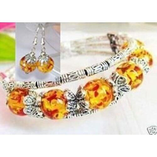 Beautiful Tibet handmade woman bracelet earrings set