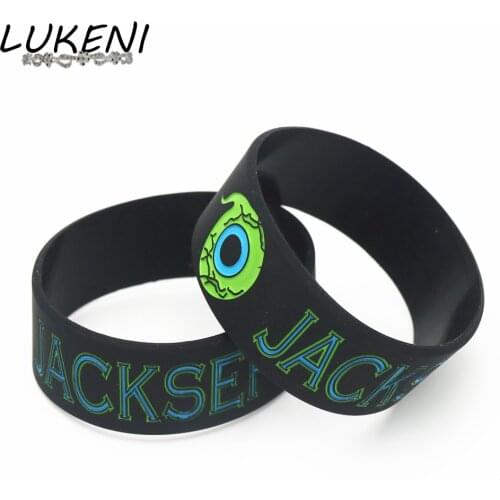 LUKENI Hot Sale 1PC 1 Inch Ink Filled Logo JACKSEPTICEYE Silicone Wristband Wide Green Eyes Bracelet&Bangels For Gifts SH202