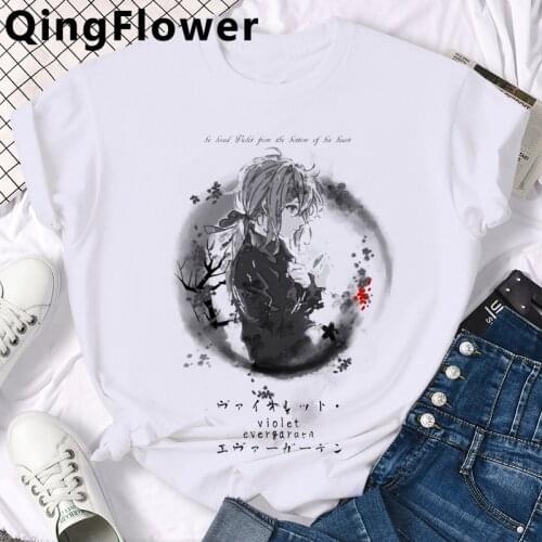 Anime Violet Evergarden top tees male 2021 ulzzang couple vintage harajuku t-shirt