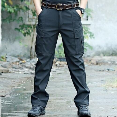 Spring Autumn Male Tactic Overalls Multi Bag Pants Ruling Charge Outdoors Training Hiking Camping Military Soft Shell Trousers
