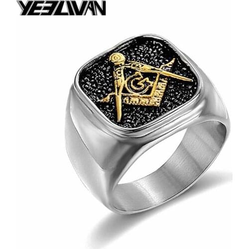 Vintage Free-Mason Mens Ring High Quality Stainless Steel Free and Accepted Masons Black Womens Rings Size 7-15 Drop Shipping