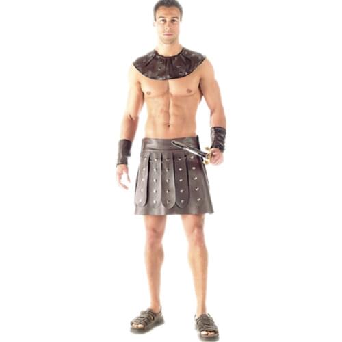 Mens Spartacus Roman Barbarian Gladiator Costume Halloween Costume for Men Acient Warrior Sexy Mens Costume