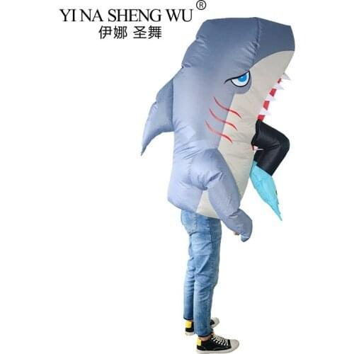 Shark Inflatable Costume Cosplay Man-Eating Shark Halloween Carnival Party Costume Suit For Adult Women Men Animal Cosplay Prop
