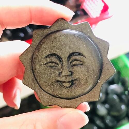 Natural Crystal Carve the smiling face of the sun Quartz Healing Stone Home Decor