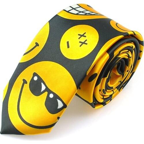 Novelty Smile Face 5cm/2inch wide 2 Fashion Face expression Party ties Polyester Woven Classic Men`s Neck Ties