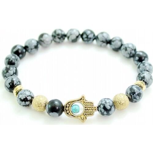 New 8MM Natural Stone bead Buddha Bracelets For Women and Men Hamsa Hand Charm bracelet