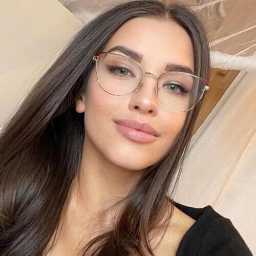 Fashion Glasses Women New Sexy Cateye Eyeglasses Frame Brand Designer Optical Transparent Lens Computer Glasses Anti Blue Light