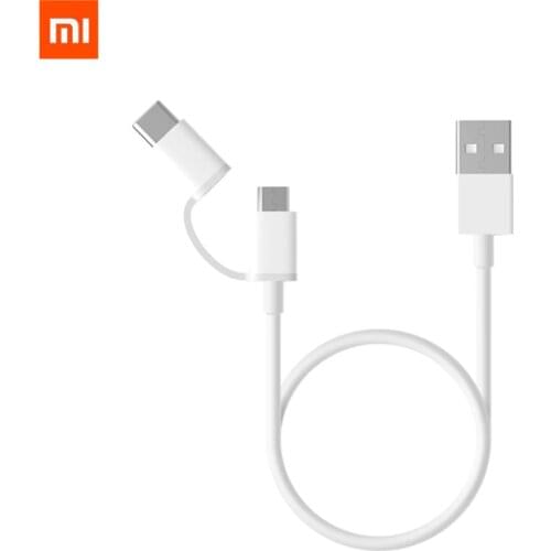 Original Xiaomi 2 in 1 Micro USB Type-C Cable Sync Safe Fast Quick Charger Data Type C Charging Cable 100cm/30cm with Retail box