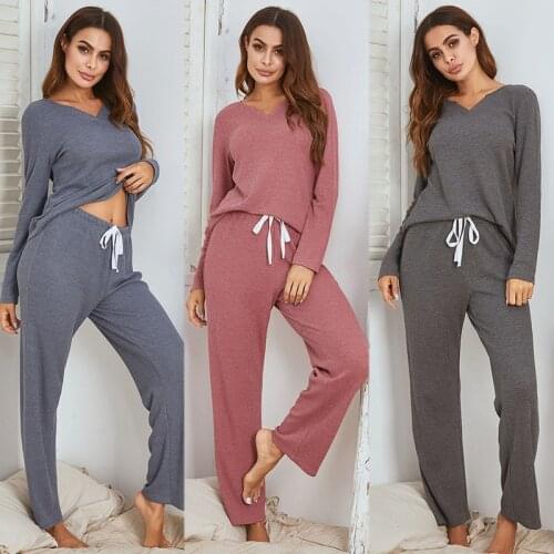 Pajamas Women Casual Loose Gradient Printing loose and comfortable Comfortable Womens Home Wear sleepwear sets V-neck